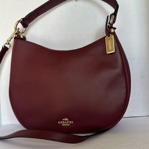 Coach Nomad Hobo Burnished Leather Burgundy -